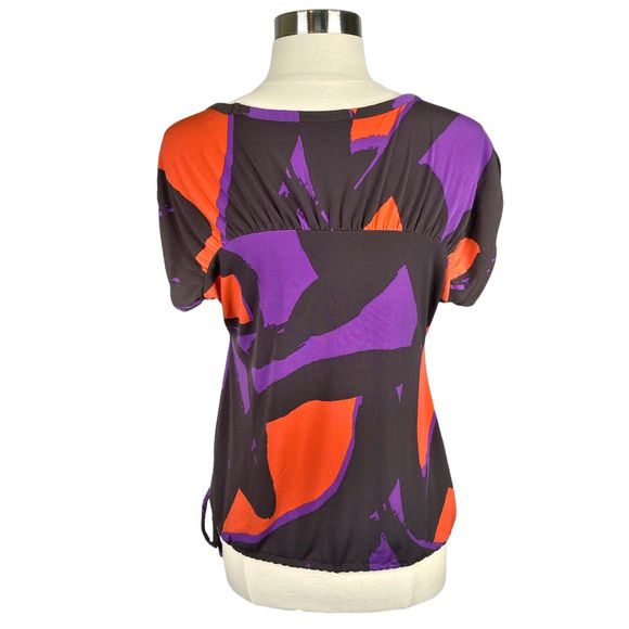 Worthington Stretch Purple & Orange Side Tie Blouse - Size Medium - Picture 5 of 6